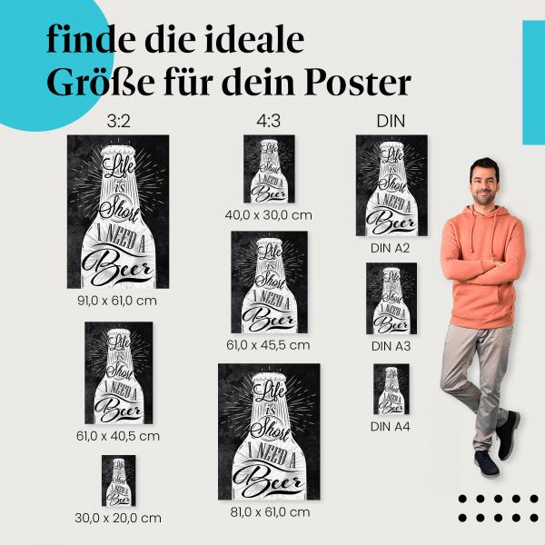 "Life is Short I Need a Beer" Poster: Bier Spruch - jetzt bestellen!